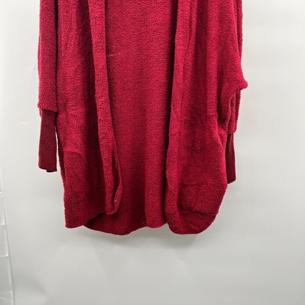 Absolutely Creative Wordwide Womens Open Front Hooded Fuzzy Cardigan Red OS - Picture 7 of 8